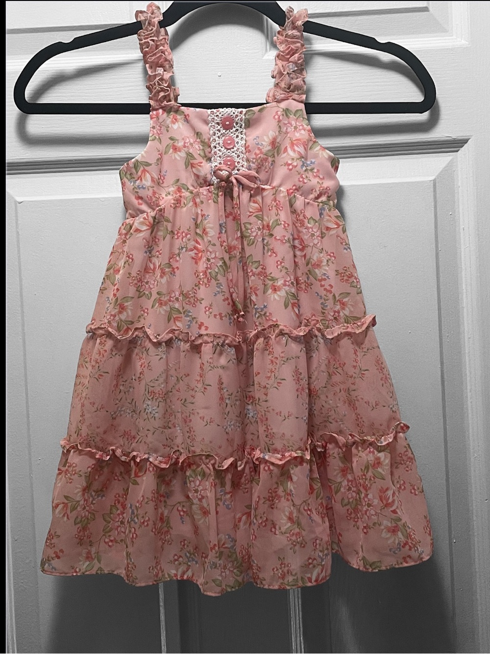 Jona Michelle Toddler Pink Floral Tiered A-Line Dress